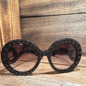 Prada Sunglasses, embellished with stones, baroque temple.